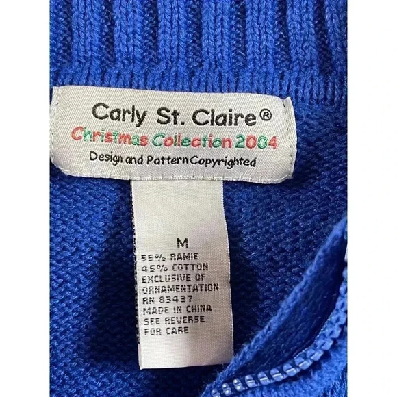 Carly St. Claire Vintage Blue Christmas Collection Full Zip Cardigan SIZE-MEDIUM - Picture 2 of 12